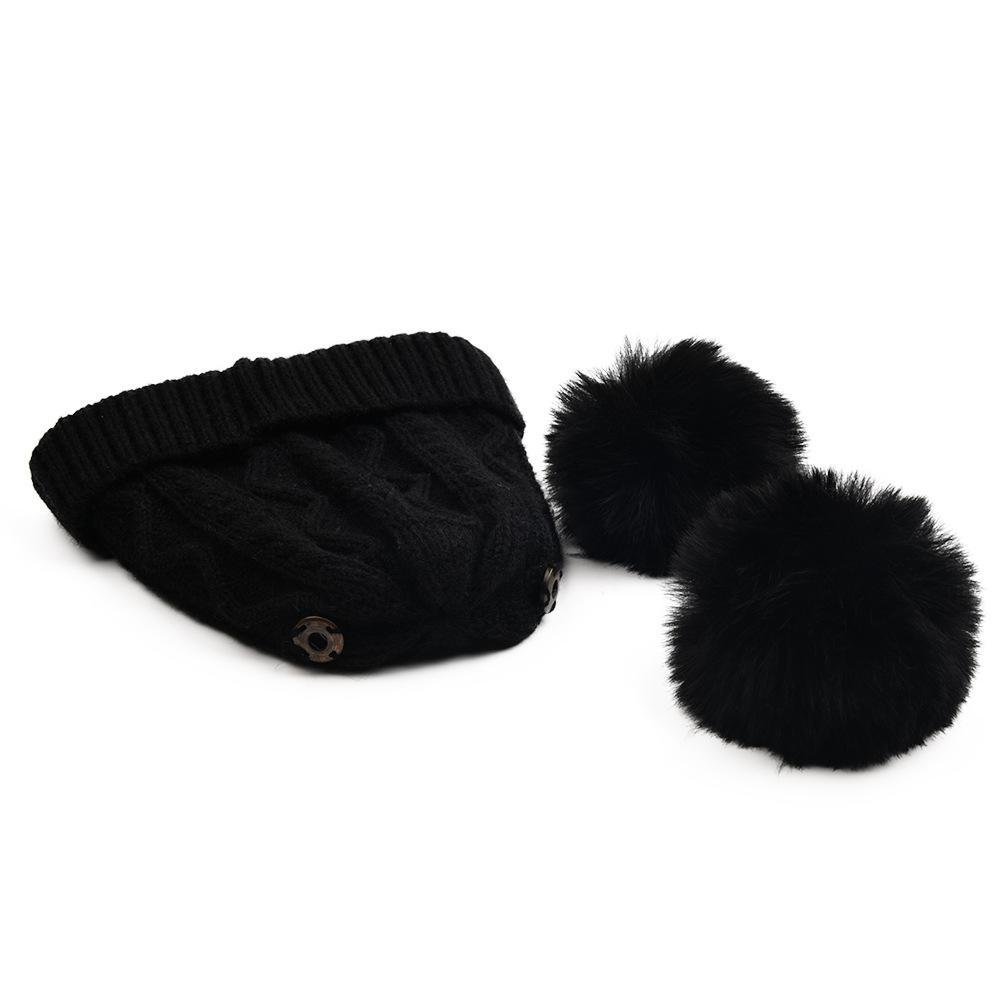 Children's Removable Wool Ball Warm Wool Knitted Cap