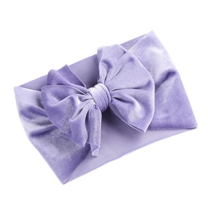 Simple Solid Color Bow Headband Baby Velvet Hair Band