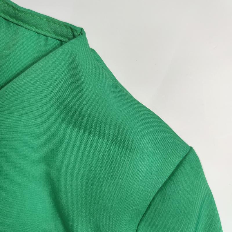 Bow Lace-up Solid Color Short Long Sleeve Top