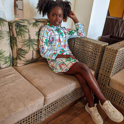 Children's Casual Long Sleeve Printed Dress Petticoat