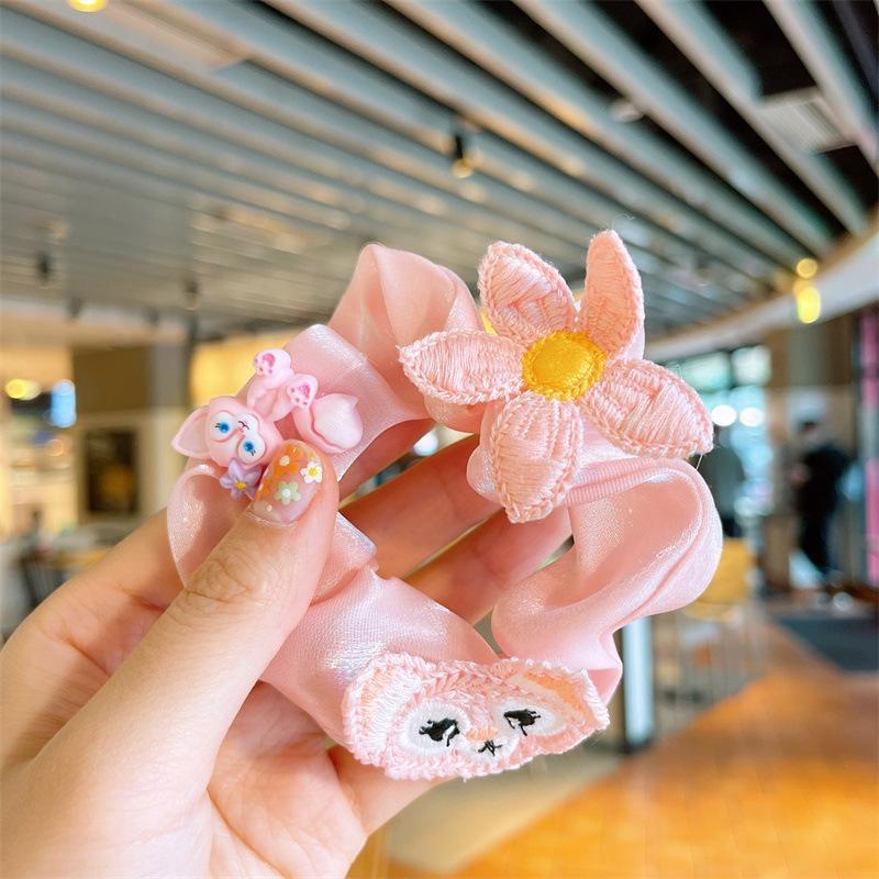 Children's Cartoon Hair Tie Girl's Pink Fabric Hair Rope