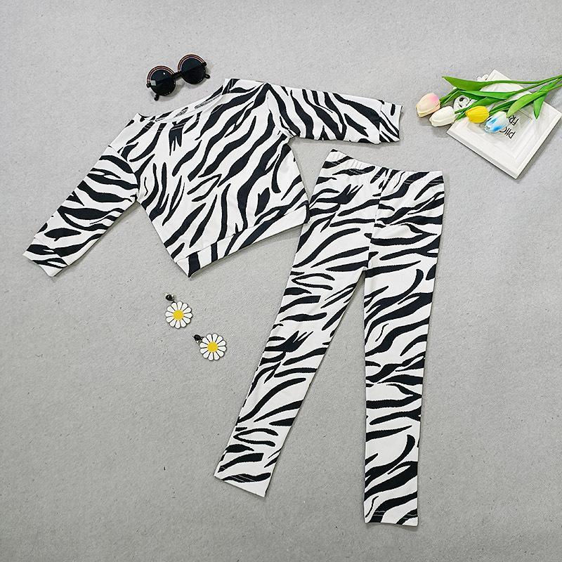 Girls Casual Zebra Long Sleeve Loose Suit