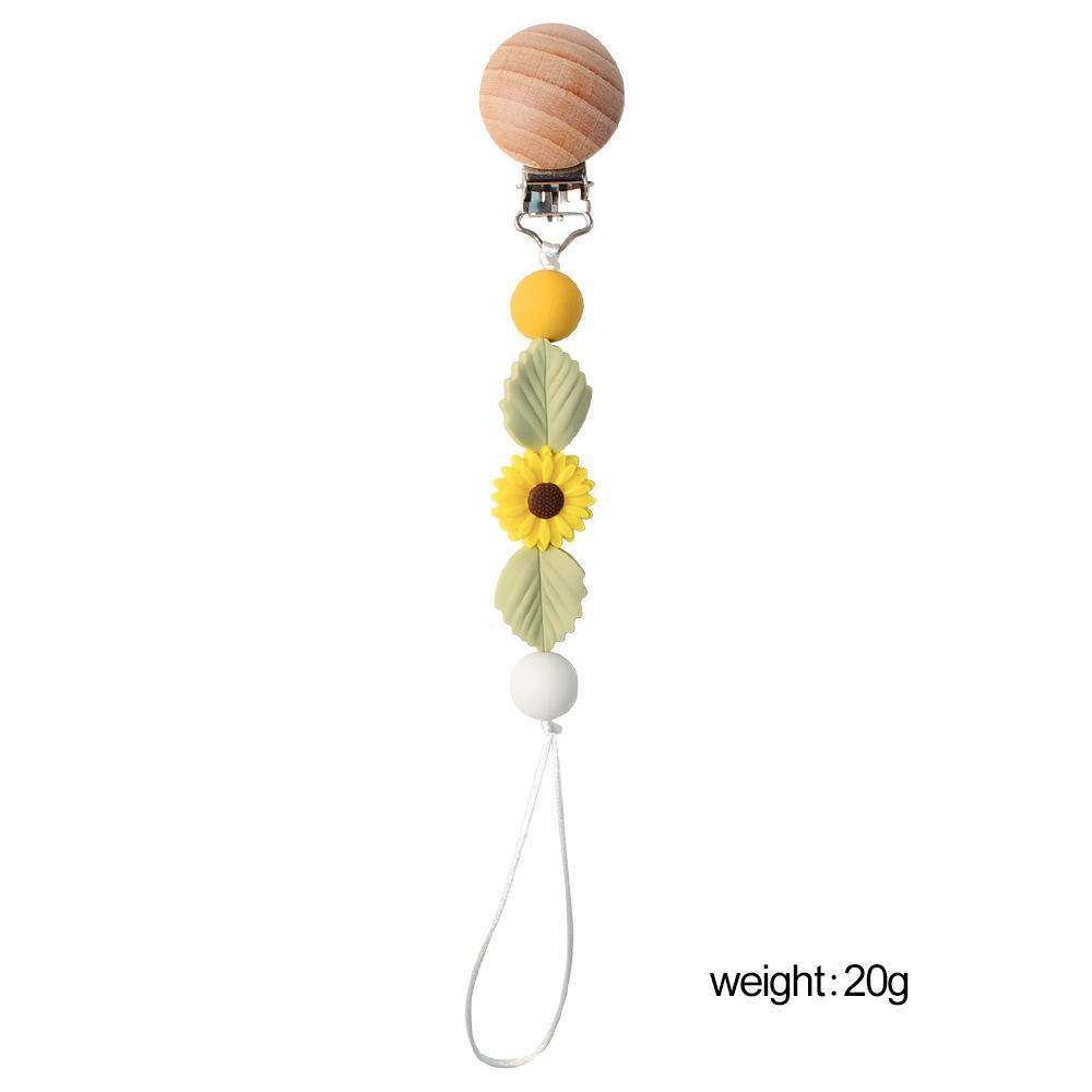 Baby Handmade Wooden Nipple Clip Silicone Anti-drop Chain