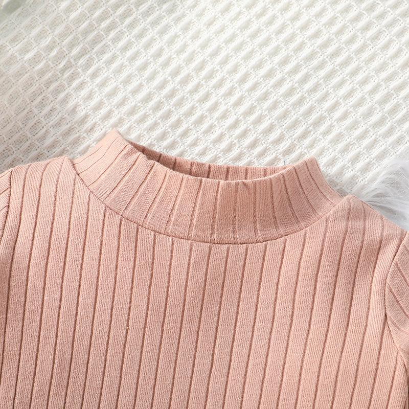 Children's Long Sleeve Knit Top with Half High Neck