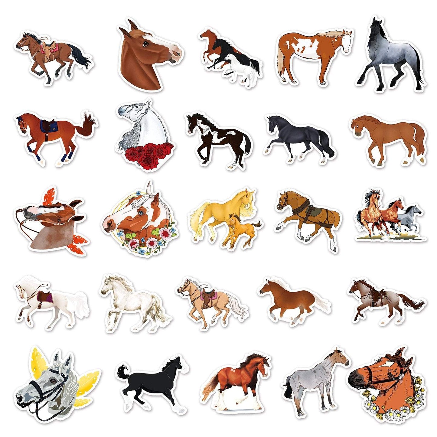 50pcs Non-repeating Horse Graffiti Stickers