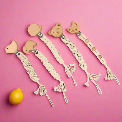 Beech Hand-woven Rope Pacifier Clip Anti-drop Chain