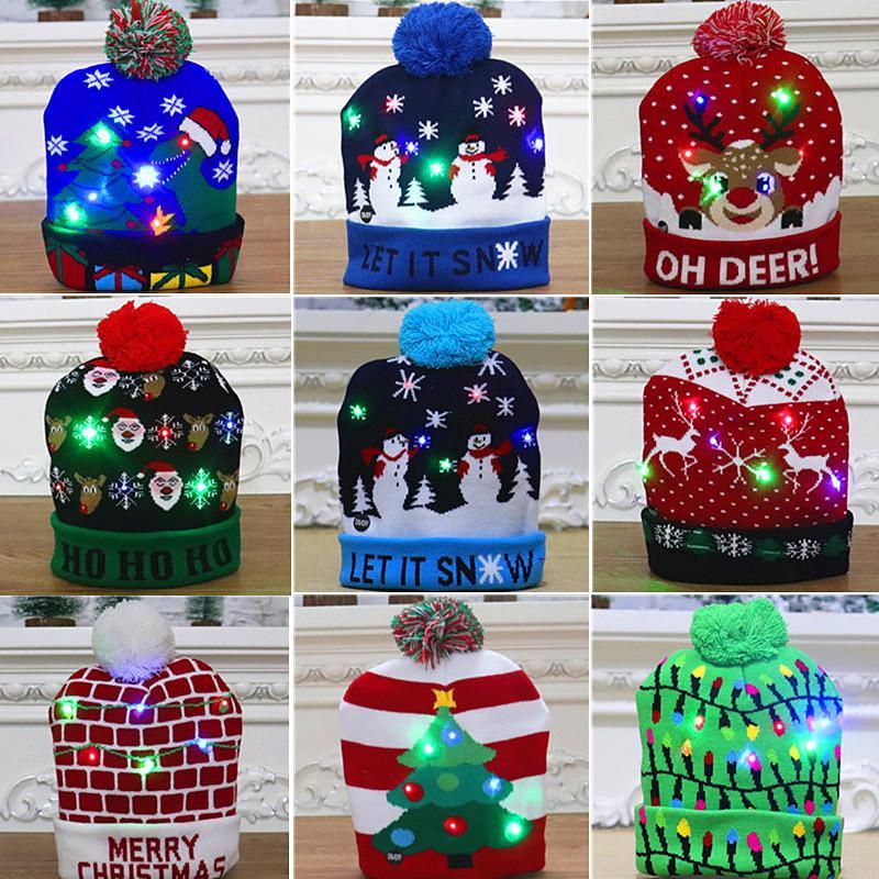 Christmas Decorations Adult Children's Luminous Knitted Christmas Hat