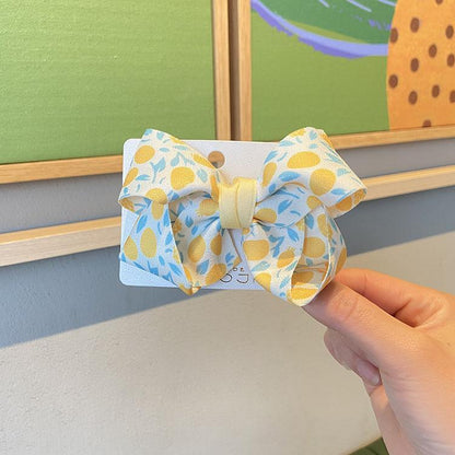 Girl's Hair Accessories Yellow Printed Bow Hairpin