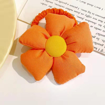 Girl's Big Flower Thick Rubber Band Fabric Hair Ring