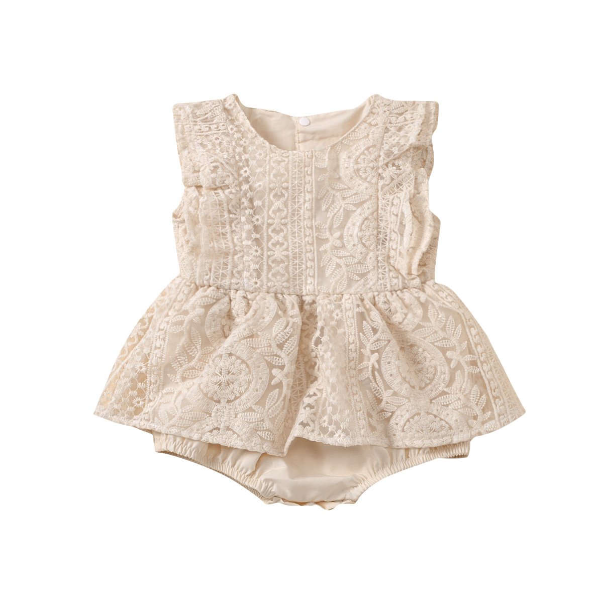 Sleeveless skirt creeper lace round neck Jumpsuit