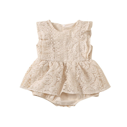 Sleeveless skirt creeper lace round neck Jumpsuit