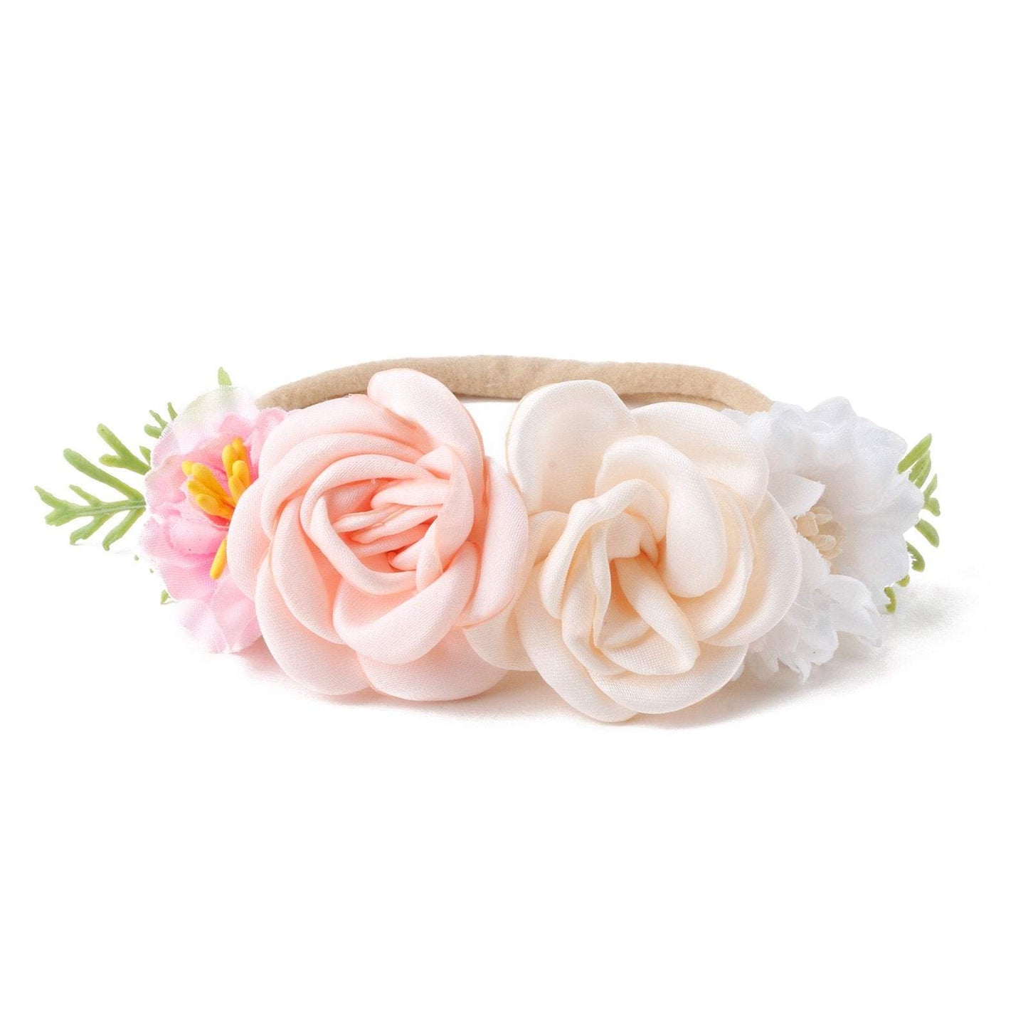 Baby Beige Pearl Rhinestone Nylon Headband