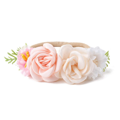 Baby Beige Pearl Rhinestone Nylon Headband