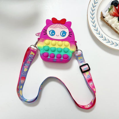 Children's Coin Purse Pink Bow Doll Press Toy
