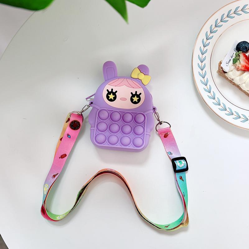 Children's Coin Purse Pink Bow Doll Press Toy