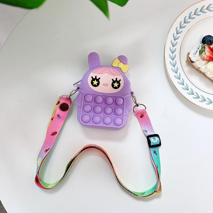 Children's Coin Purse Pink Bow Doll Press Toy