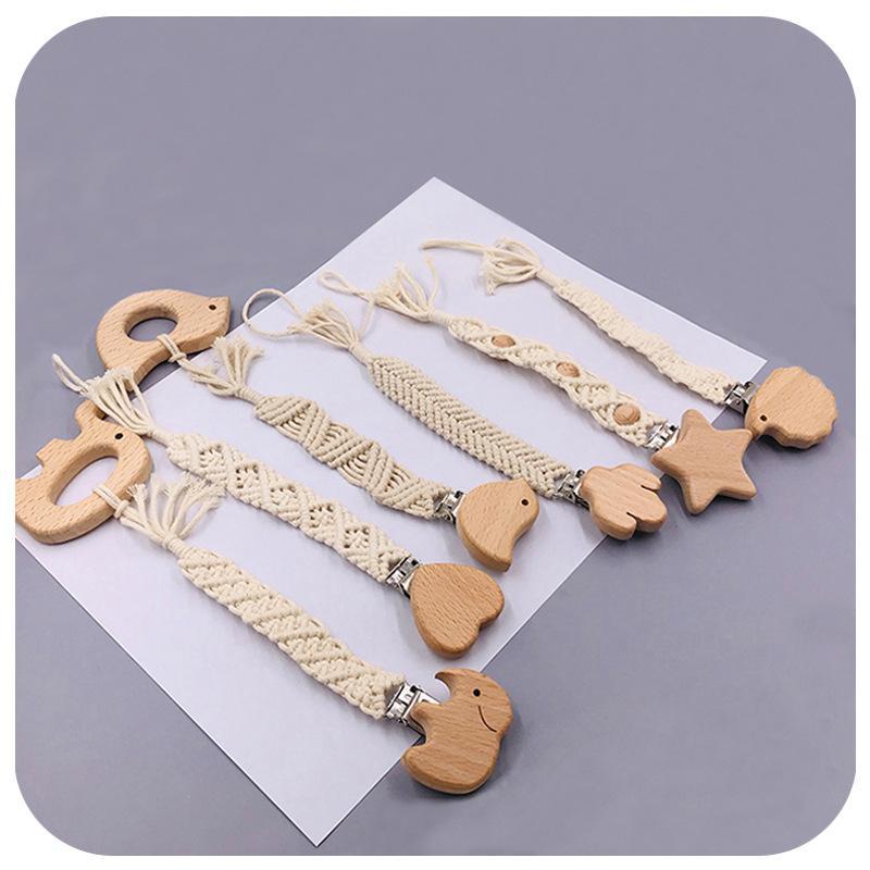 Beech Hand-woven Rope Pacifier Clip Anti-drop Chain