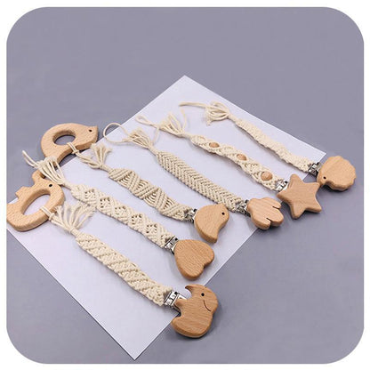 Beech Hand-woven Rope Pacifier Clip Anti-drop Chain