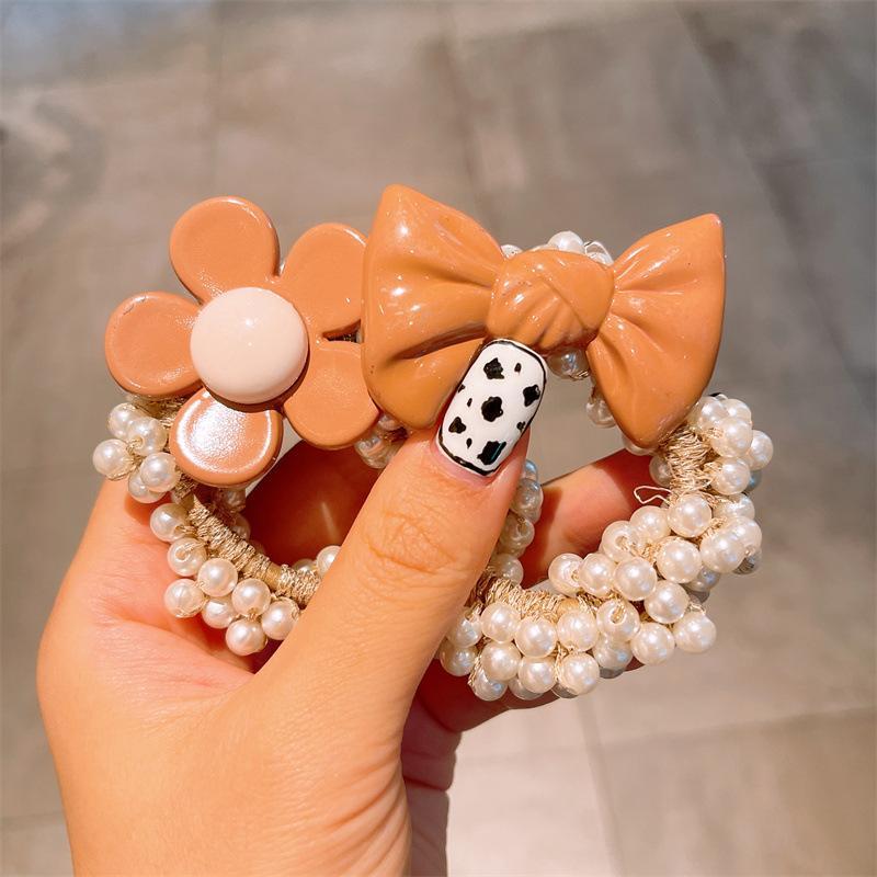 Milk Curry Children's Hair Tie Pearl Hair Rope
