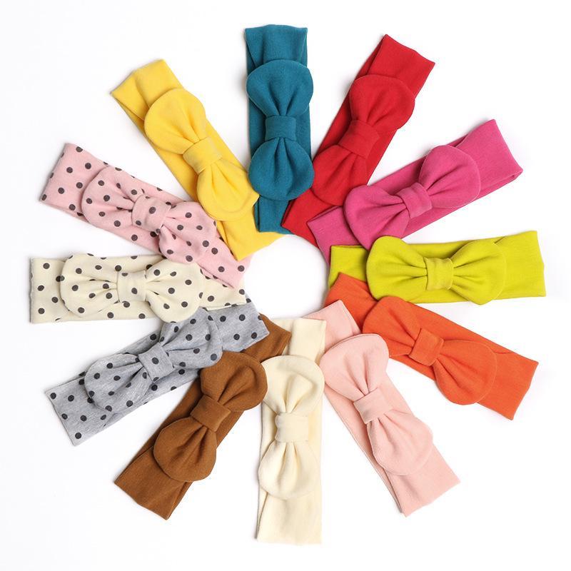 Baby Bow Headband Wave Dot Hair Band Solid Color
