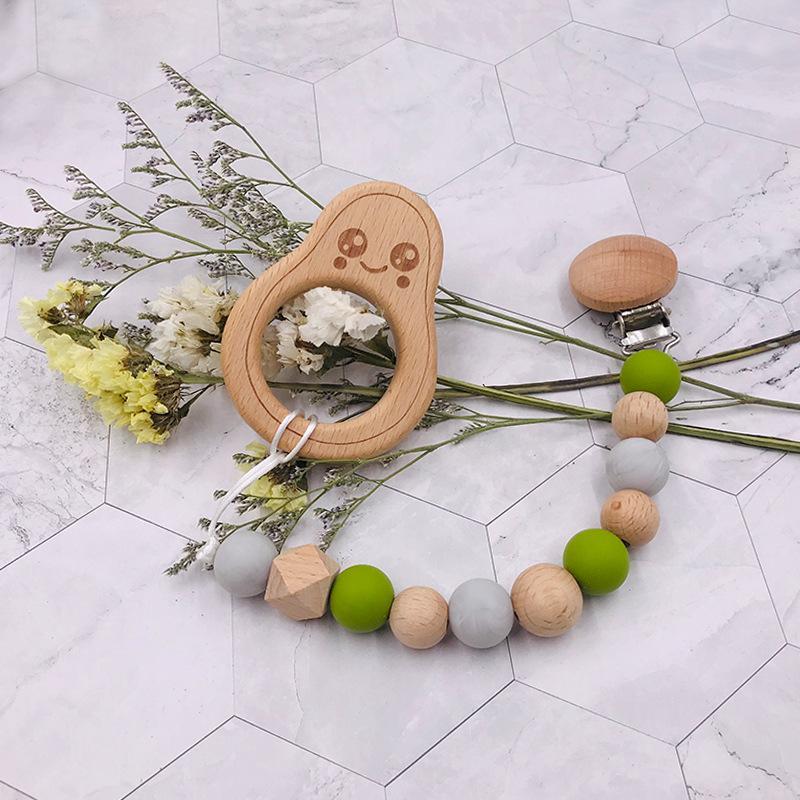 Infant Silicone Pacifier Clip Anti-drop Chain Beech Avocado Bracelet