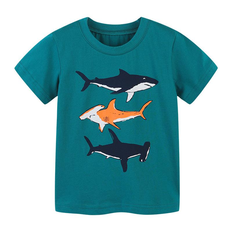 Children's T-shirt knitted cotton children's cartoon printed round neck T-shirt