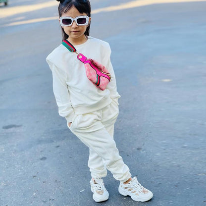 Children's Clothing Casual Long Sleeve Solid Color Sweater Set