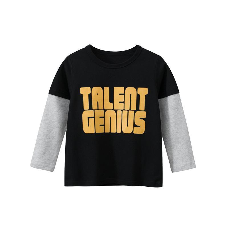 Children's Long Sleeve T-shirt Fake Two-Piece Crewneck Top