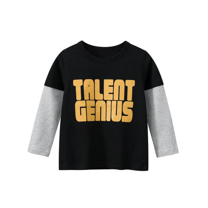 Children's Long Sleeve T-shirt Fake Two-Piece Crewneck Top