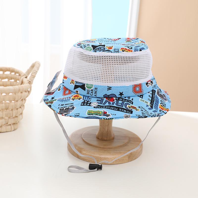 Cartoon Car Print Children's Breathable Sunshade Mesh Hat