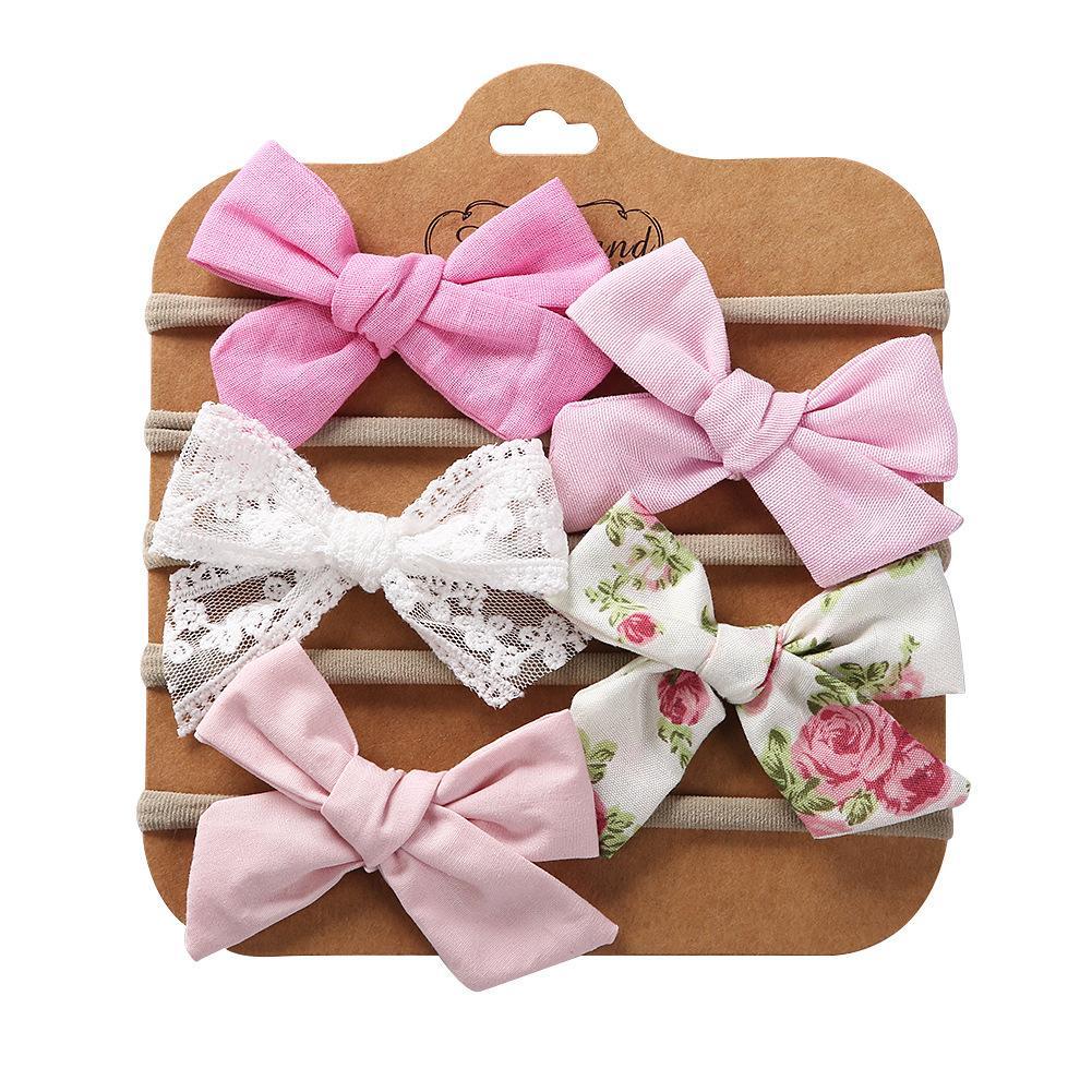 Children's Hair Tie Handmade Bow Hair Band 5pc/set