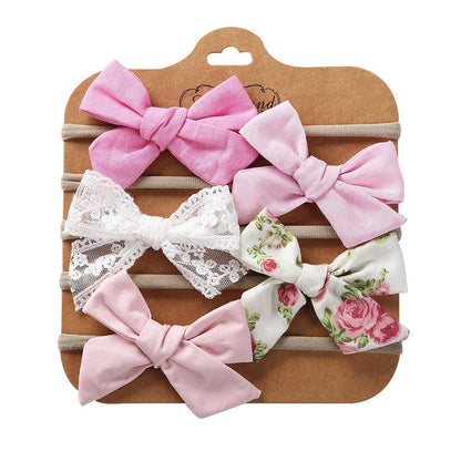 Children's Hair Tie Handmade Bow Hair Band 5pc/set
