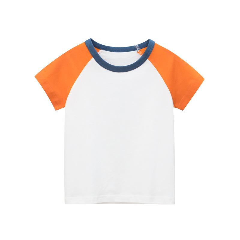 Children's short sleeved T-shirt sleeve solid color no pattern