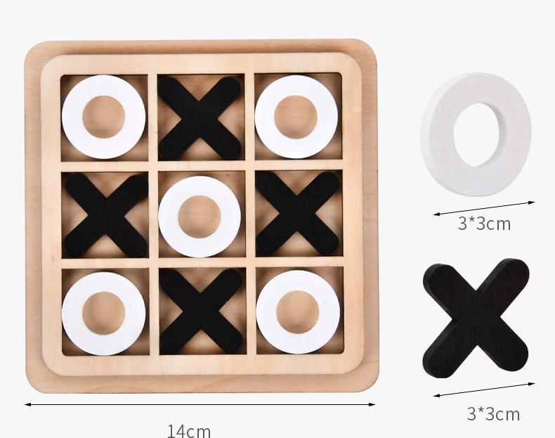 Three Series of Tic-tac-toe Chess Puzzle Nine Palace Wooden Toys