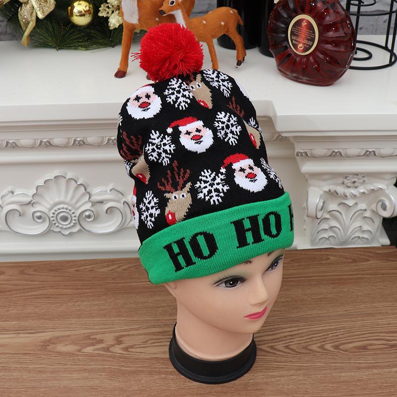 Christmas Decorations Adult Children's Luminous Knitted Christmas Hat