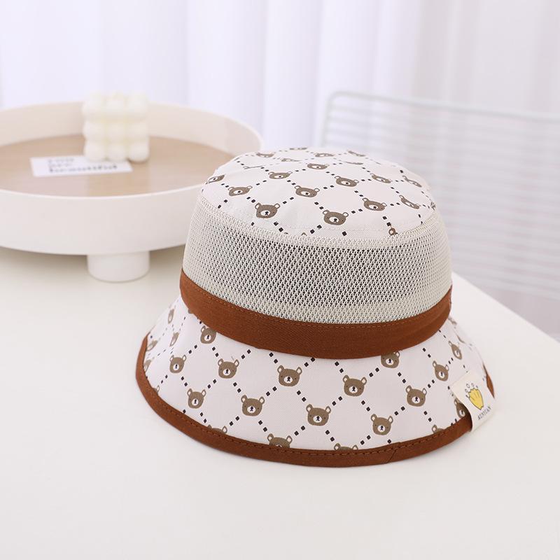Sunshade Wired Bear Print Children's Mesh Hat