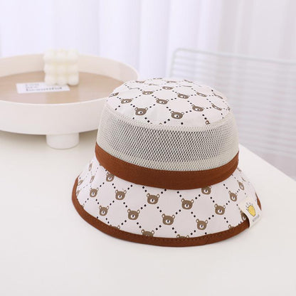 Sunshade Wired Bear Print Children's Mesh Hat