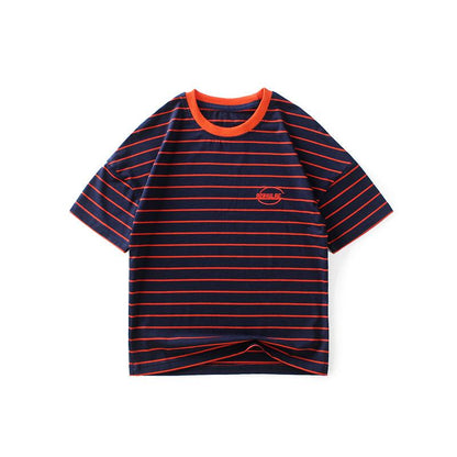 Striped embroidered top children's Short Sleeve