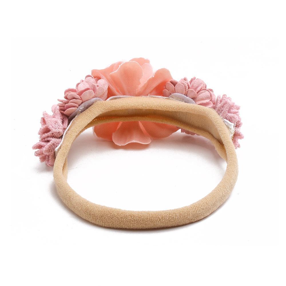 Baby Beige Pearl Rhinestone Nylon Headband