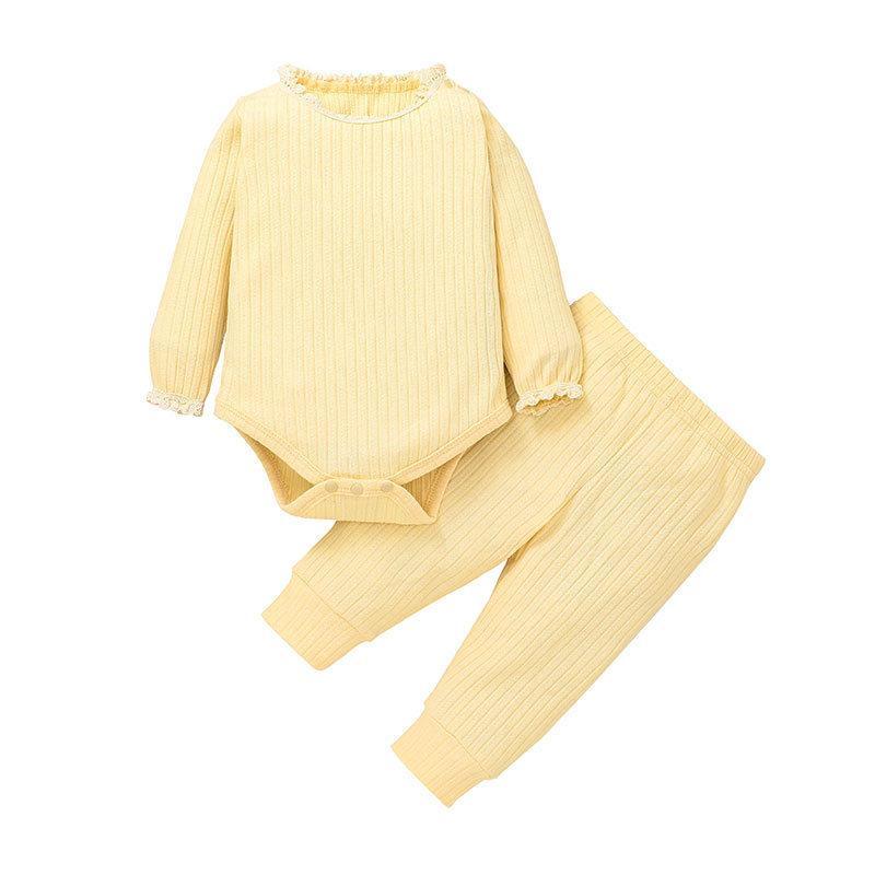 Baby Solid Color Climbing Suit Two-piece Set