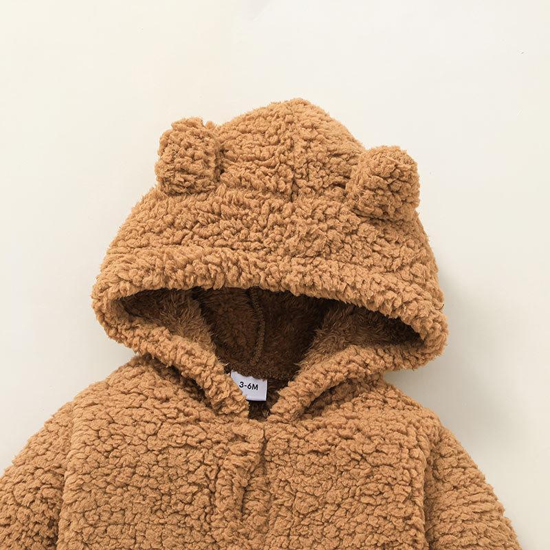Baby's Solid Color Hooded Jumpsuit