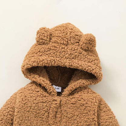 Baby's Solid Color Hooded Jumpsuit