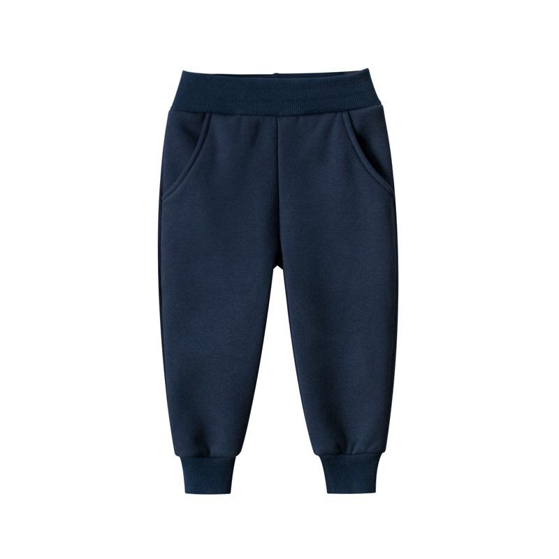 Solid color children's sports pants boys' Plush casual pants