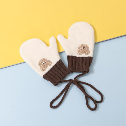 Children's Bear Knitted Scarf Warm Wool Gloves