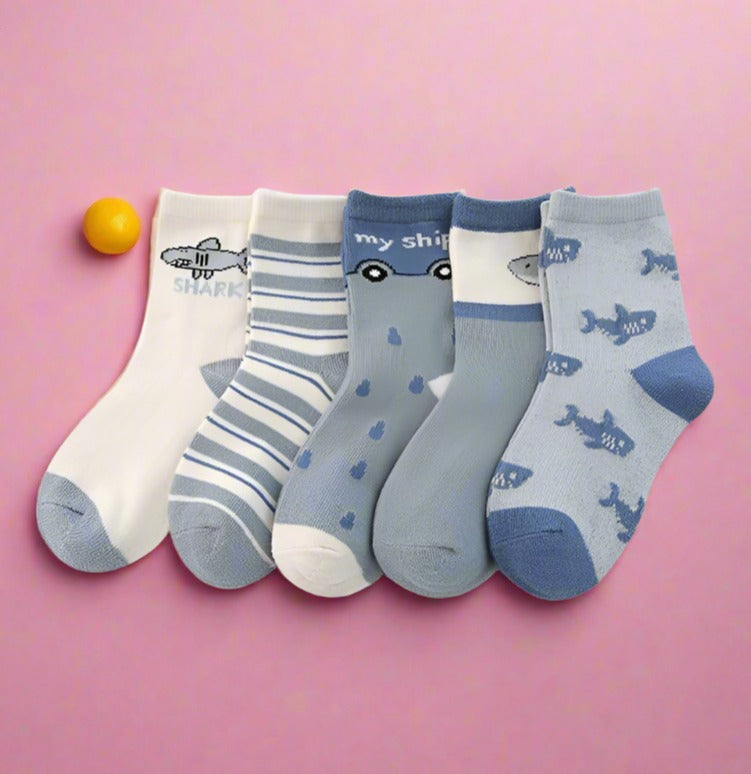 Children's Cartoon Striped Letter Cotton Socks