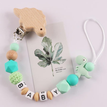 Natural Beech Baby Pacifier Clip Silicone Anti-drop Chain