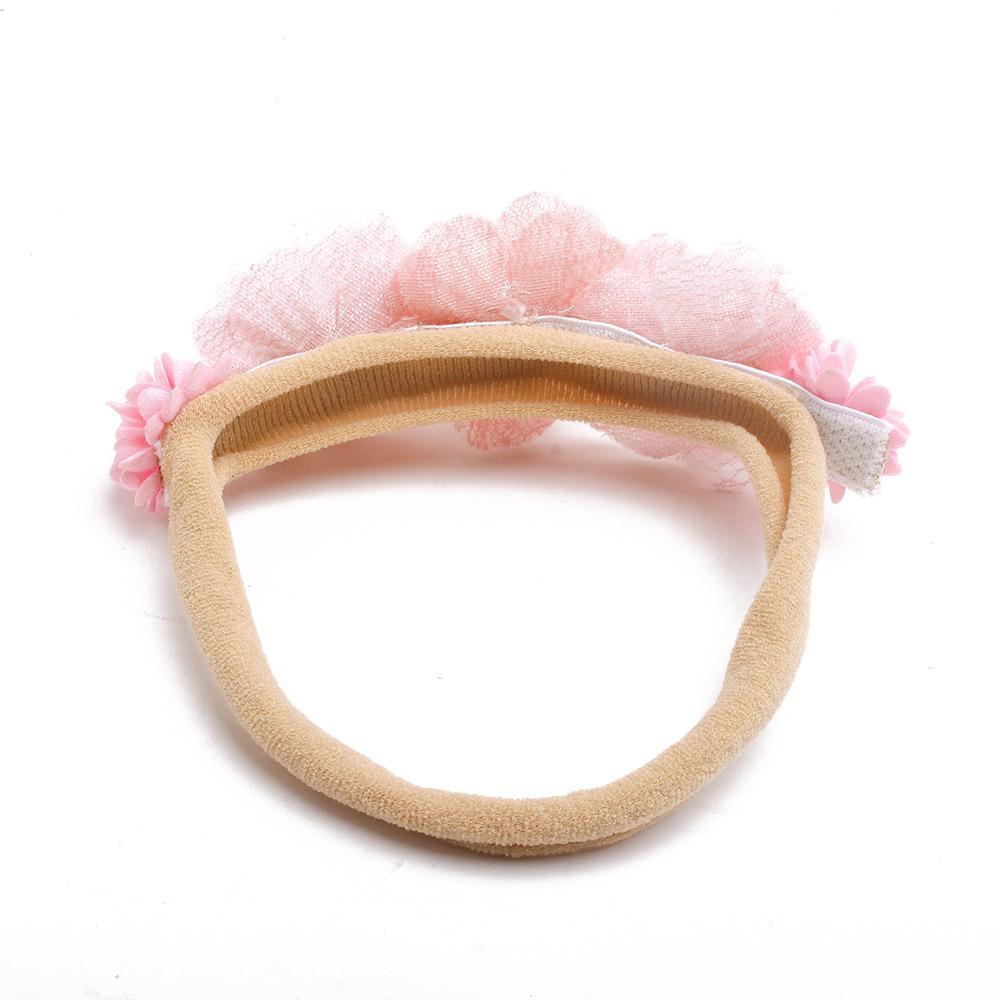 Baby Beige Pearl Rhinestone Nylon Headband