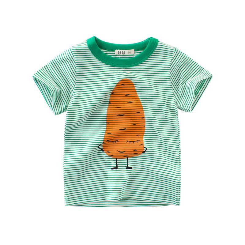 Children's short sleeved striped cartoon T-shirt