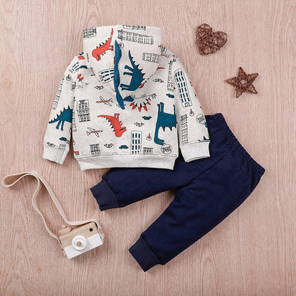 Children's Wear Dinosaur Jacket Pants Two-Piece Set
