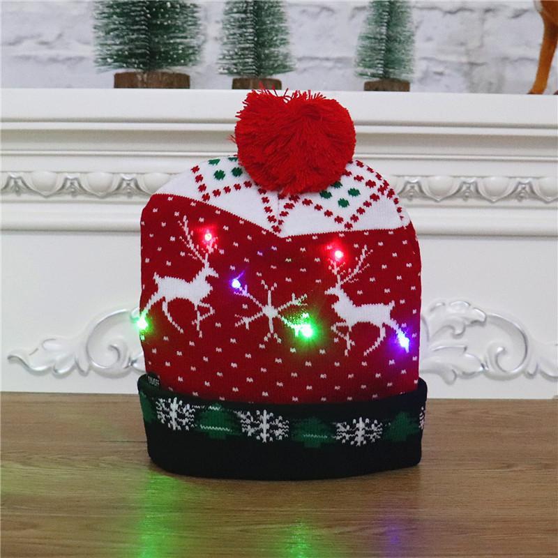 Christmas Decorations Adult Children's Luminous Knitted Christmas Hat